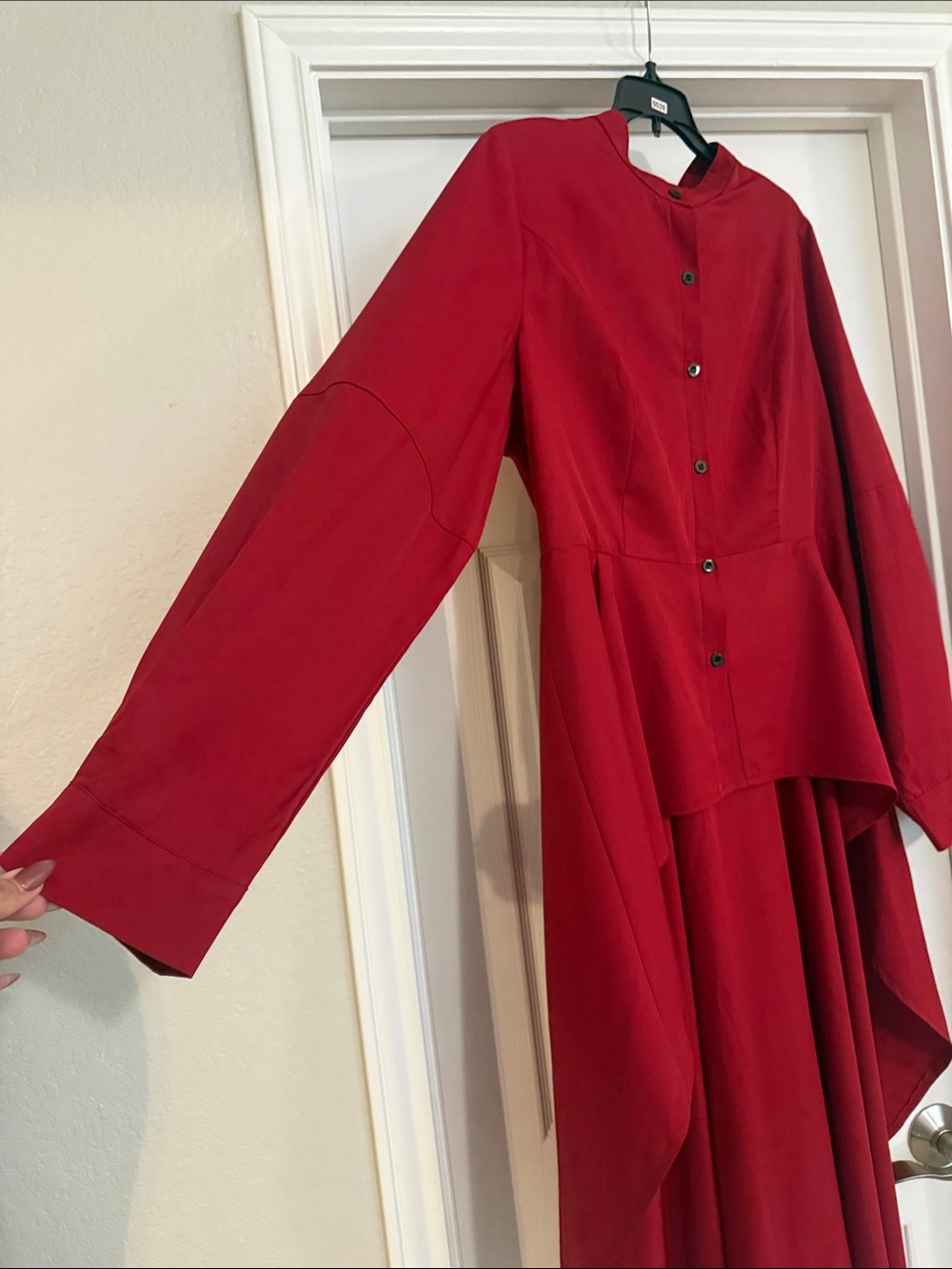 SHEIN Red High-Low Button Front Tunic - Picture 3 of 5